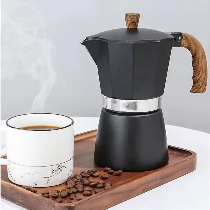 Cafetière Moka JUSTINLAU en Aluminium Noir ou Beige pour Préparer du Café Expresso à la Maison Occasions Spéciales Cuisine