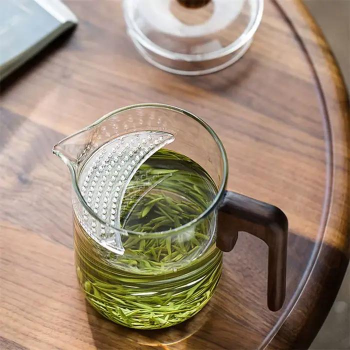 Théière en verre de thé vert résistant à la chaleur avec croissant