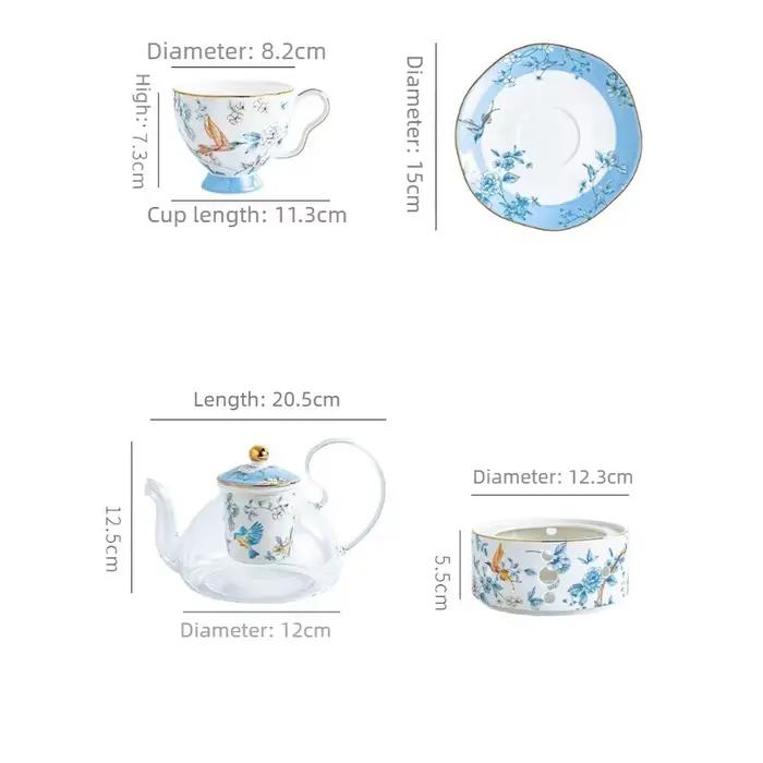 Tasse en céramique élégante pour café et thé, ensemble de service à thé haut de gamme pour occasions spéciales et cadeaux de mariage
