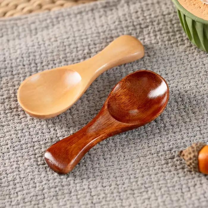 Mini cuillère à manche court en bois naturel