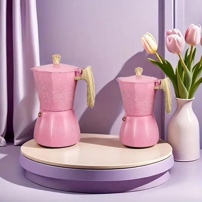 Pot Moka Aluminium Rose Cafetiere Latte Réutilisable Pour Maison Et Usage Extérieur Créer Des Moments Uniques Avec Le Café
