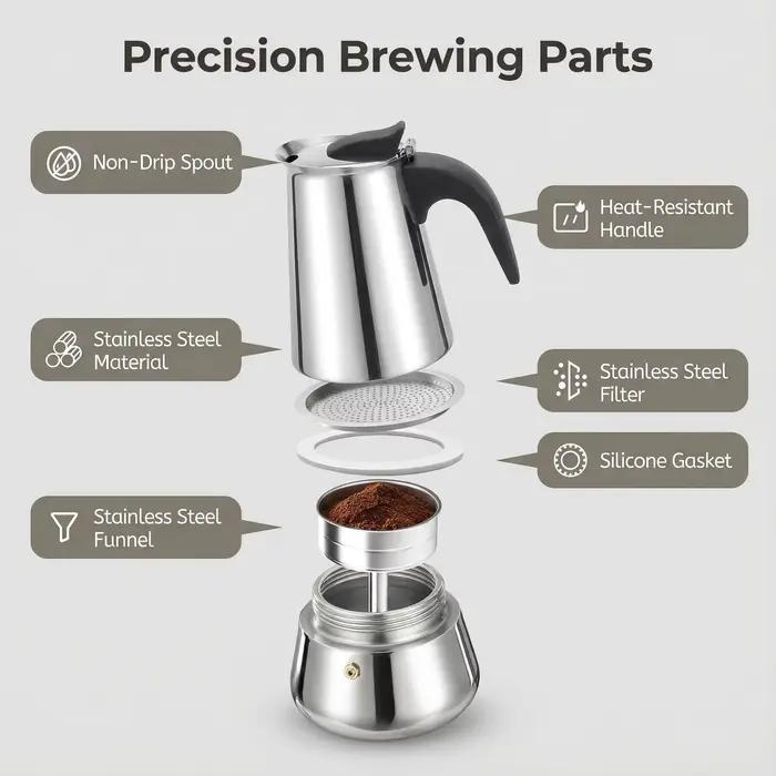 Cafetière Moka en acier inoxydable