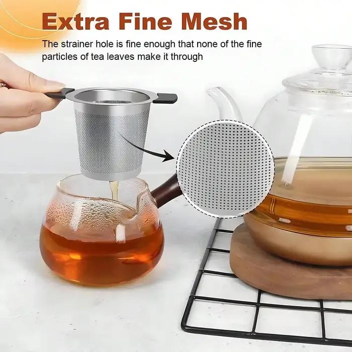 Leeseph Infuseur à thé en acier inoxydable pour thé en feuilles mobiles avec poignée et couvercle résistants à la