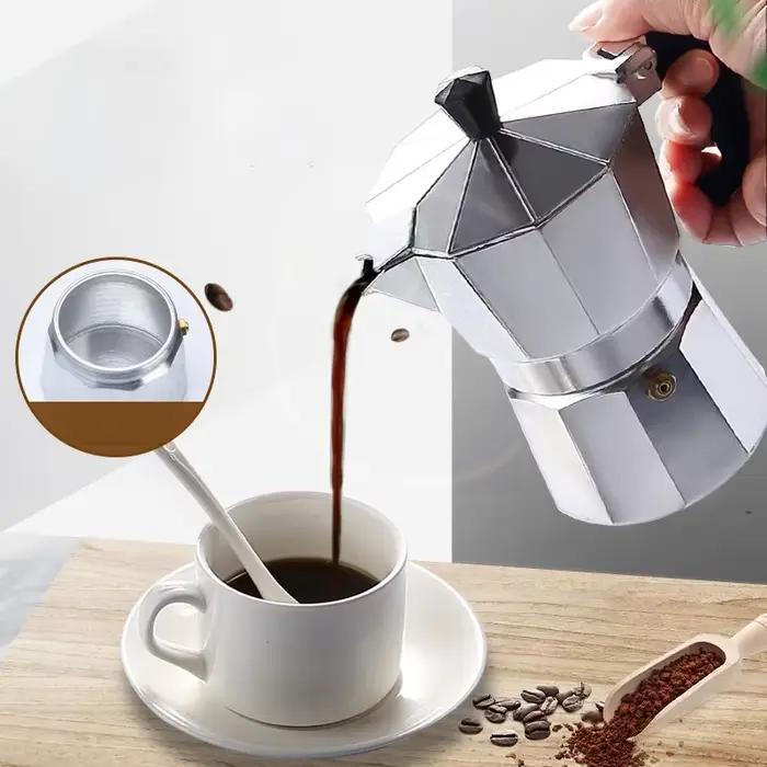 Moka Pot en Aluminium Italien Octogonale Machine à Expresso Taille 50ml 100ml 150ml 300ml 450ml 600ml Pour Amateurs de Café Occasions Familiales