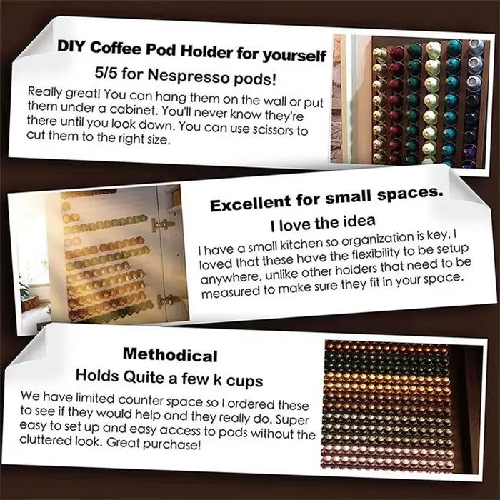 Bandes de rangement pour dosettes de café