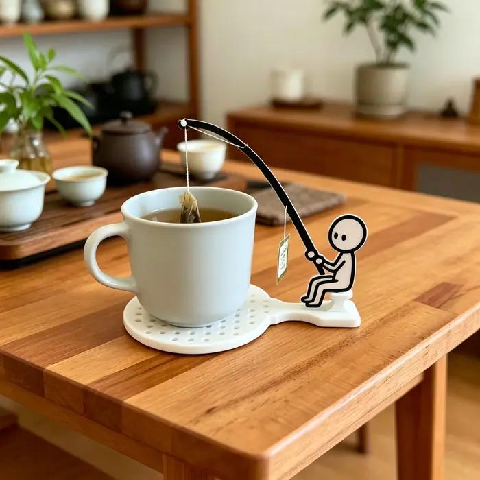 Support à sachets de thé en forme de pêcheur multi-couleurs pour tasse ludique et pratique pour cuisine et bureau