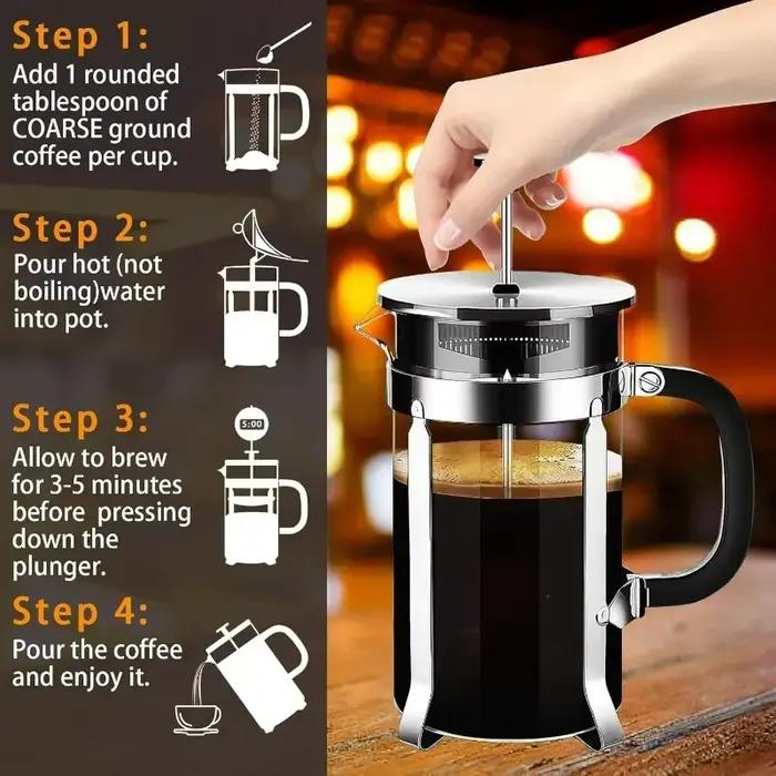 Cafetière à presse française en acier inoxydable