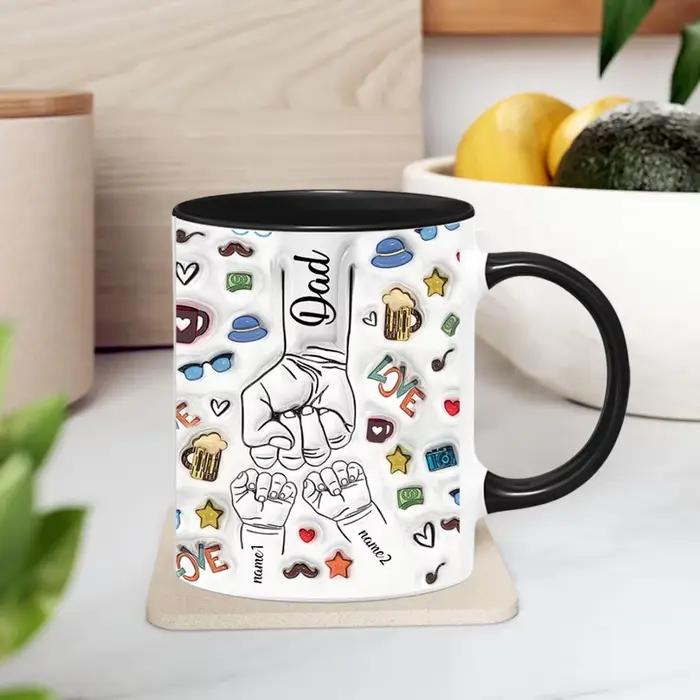 Tasse personnalisée avec nom de papa et d'enfants