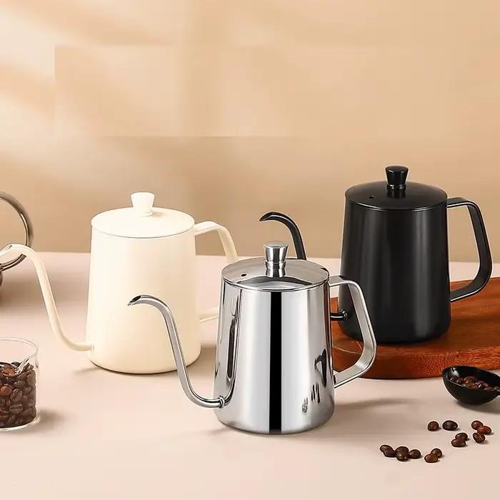 Bouilloire à café en acier inoxydable noir argenté