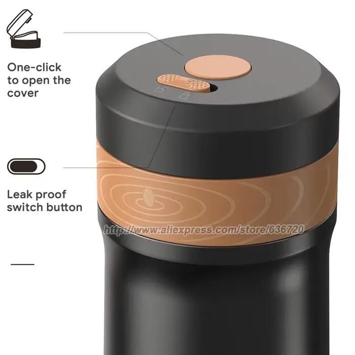 Mini cafetiere de voyage presse francaise portable 14oz fournie avec filtre isolation design compact pour preparation cafe americain en voyage ou a domicile