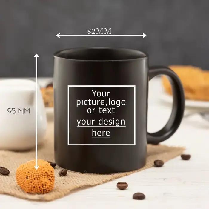 Tasse à café en céramique noire avec logo d'entreprise