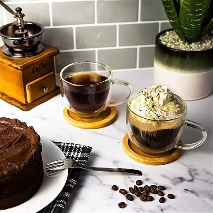 Tasses à café en verre Borosilicate à Double paroi de 250ml
