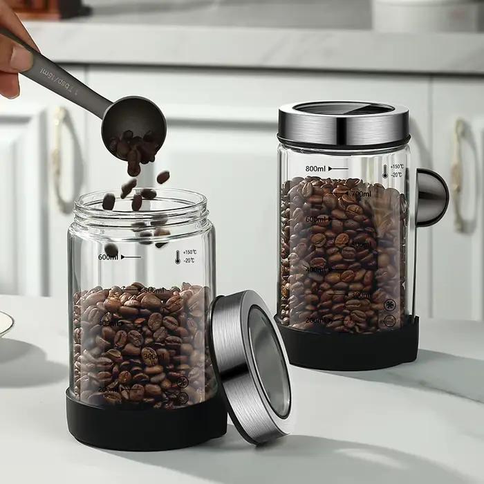 Pot scellé en verre pour grains de café et thé, récipient de conservation de fraîcheur, pot de stockage de café en poudre, pot à thé, design moderne pour cuisine