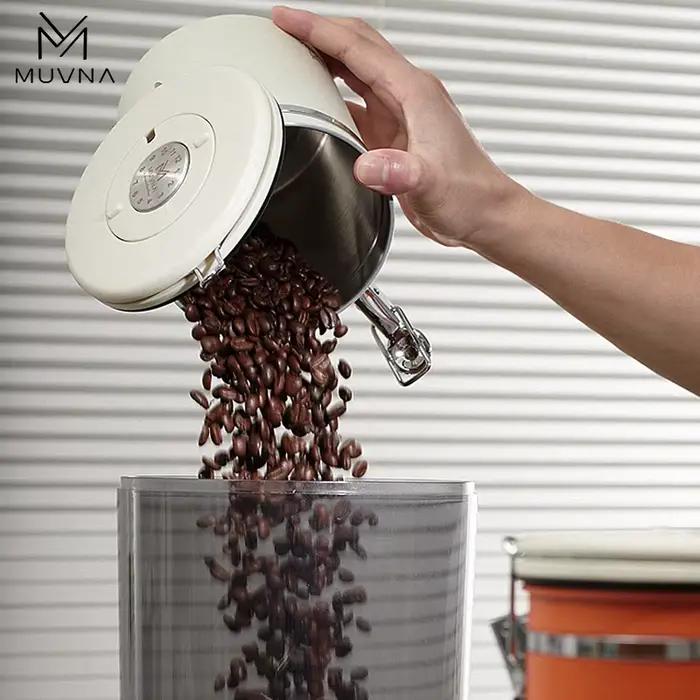 Canister de Stockage de Grains de Café MUVNA Acier Inoxydable Pour Amateurs de Café Occasions Spéciales