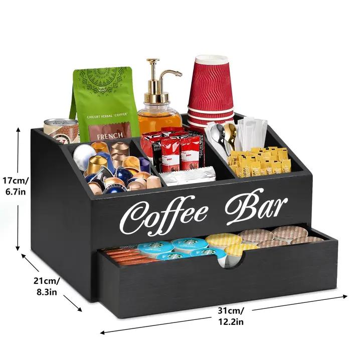 Boîte de rangement en bois pour sachets de café