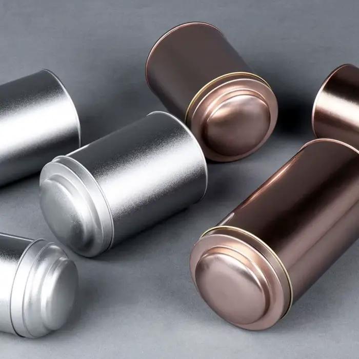 Boîte à thé en acier inoxydable portable avec couvercle double pour thé vert et conteneurs de thé ronds résistants à l'humidité pour usage quotidien et cadeau créatif