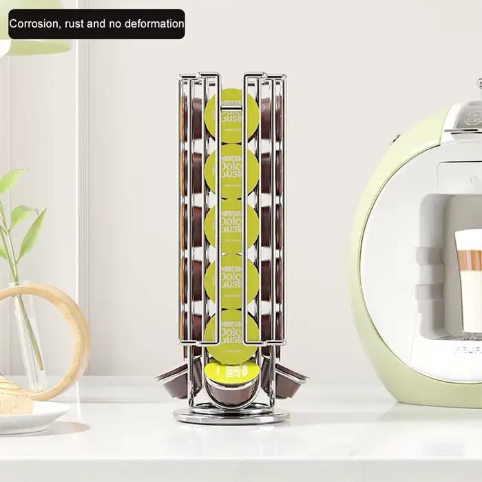 2025 Dolce Gusto Pod Holder Stand Rack Display 360 ° capsules de café rotatives plaquées supports métalliques noirs