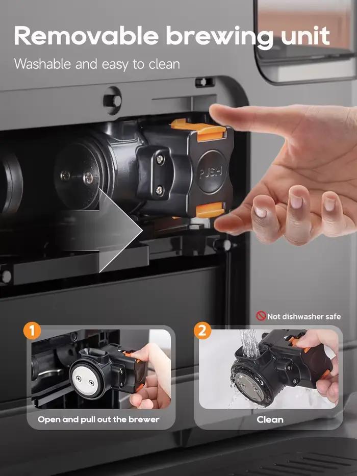 Machine à café Hiinvasive W-Machine avec système de lait et six variétés de café pour un café expresso, cappuccino et plus encore à domicile