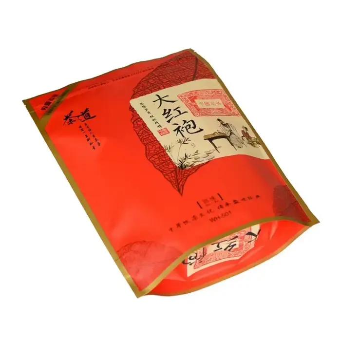 Da Hong Pao Oolong thé sac à fermeture éclair auto-support auto-scellant sachet de thé en plastique emballage cadeau de thé universel sans sac d'emballage