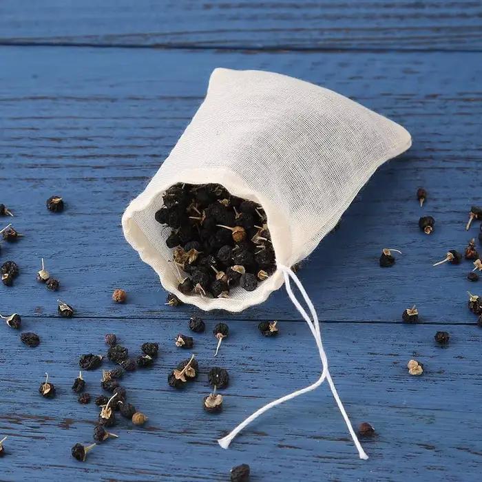 Sachets de Thé en Gaze de Coton avec Ficelle