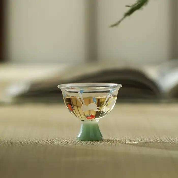 Tasse à thé kaki Ruyi pour pieds hauts