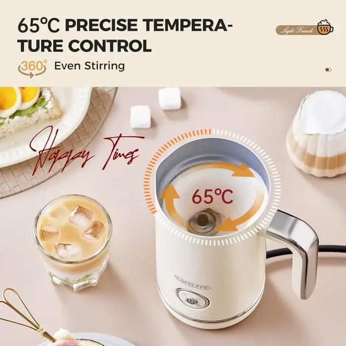 Mousseur à lait Cafelffe électrique 4-en-1 avec conception de bec anti-débordement pour café chaud et froid à offrir pour amateurs de café et professionnels