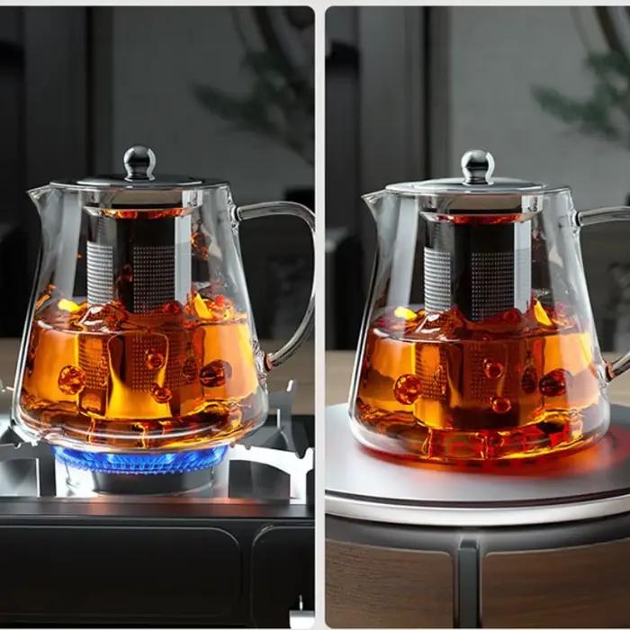 Bouilloire de brassage de thé Puer avec filtre amovible en acier inoxydable infuseur à thé en verre chaudière à eau fantaisie pour moments de détente et occasions spéciales