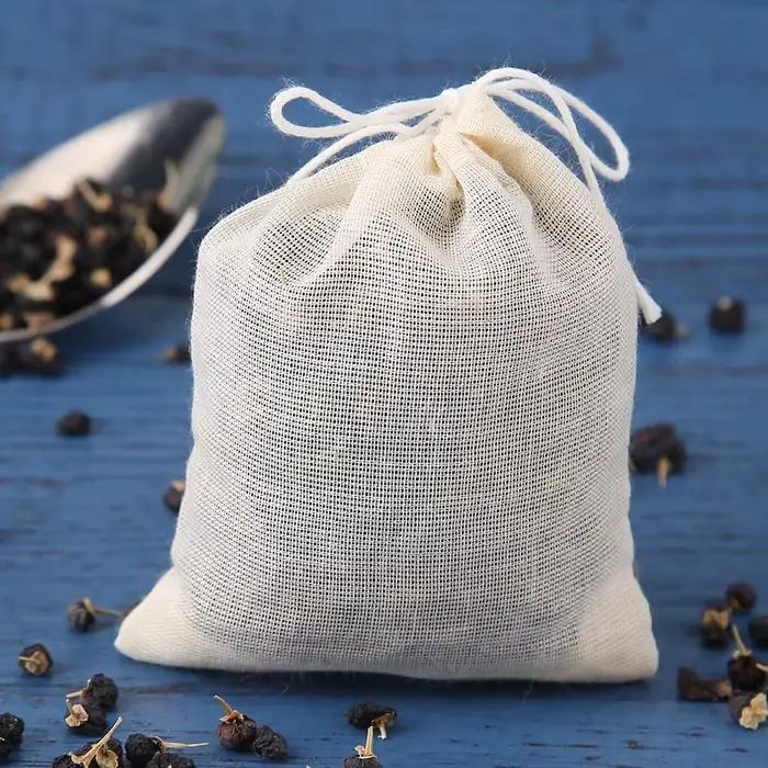 Sachets de Thé en Gaze de Coton avec Ficelle