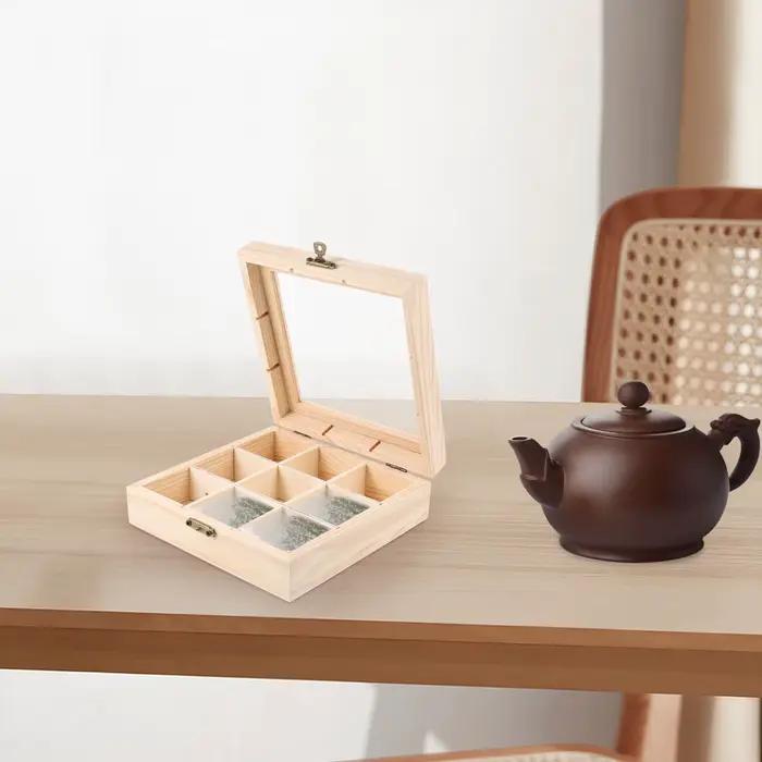 Boîte à thé en bois 9 grilles