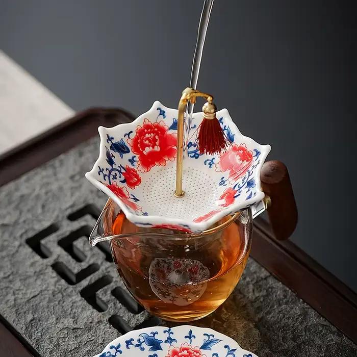 Filtre à Thé en Porcelaine Passoire à Thé Infuseurs à Thé Écrin Céramique Pour Cérémonie de Thé Occasions Spéciales