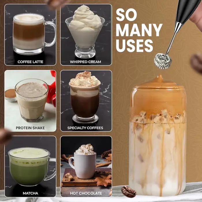 ONEKA mousseur à lait fabricant de mousse à main pour Latte Mini fouet café Cappuccino Frappe Matcha mélangeur de boissons au chocolat chaud