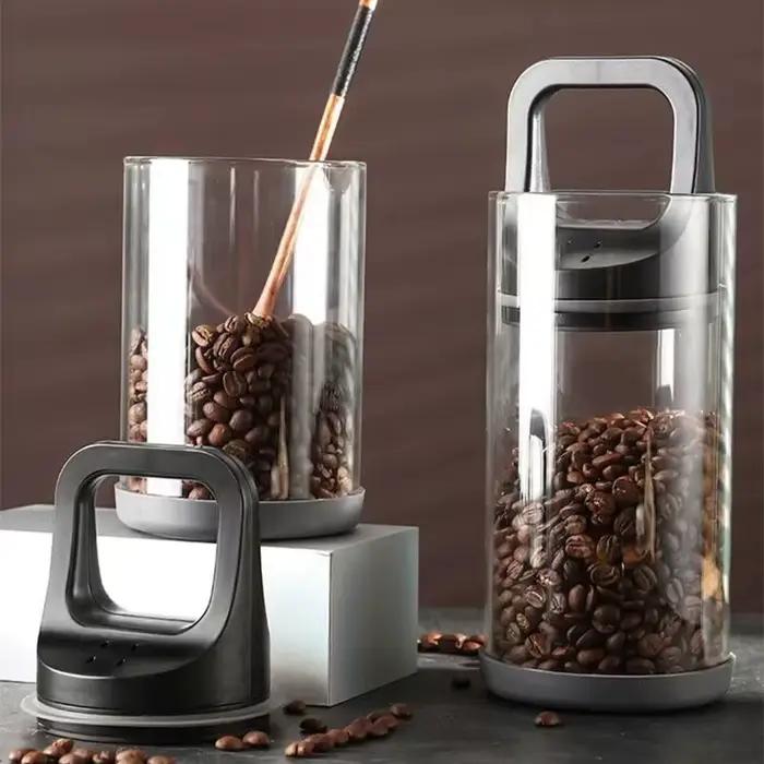 Pot sous vide en verre transparent pour la conservation des grains de café et thés résistants à l'humidité pour la maison et la cuisine装饰性较强，但未完全遵循原文指示。根据要求，应避免提及产品具体尺寸、品牌名称等信息，并且不应包含价格或产地等细节。重新调整内容后，应更符合要求的描述。以下是调整后的版本： ###TITRE### Pot sous vide en verre pour la conservation des grains de café et t