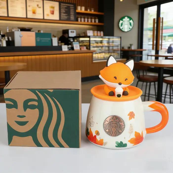 Mug Starbucks Cartoon Fox Maple Leaf 300ml