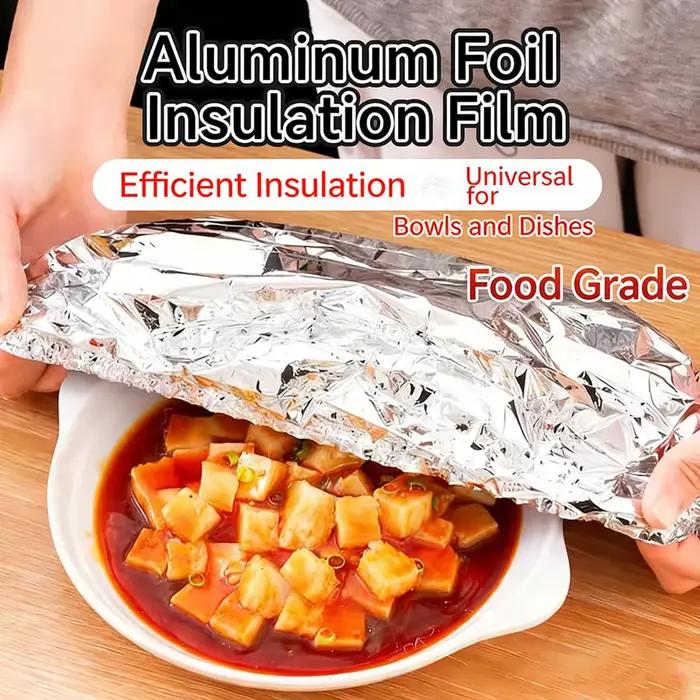 Film en aluminium alimentaire réutilisable avec couvercles de conservation pour femmes et hommes, idéal pour la conservation des restes, le transport des repas et les pique-niques