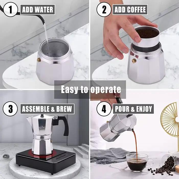 Cafetière moka, cuisinière