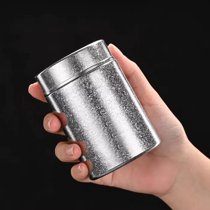Boîte à thé Portable en Titane Pur Grande Capacité Scellée Résistante à l'Humidité Boîte de Rangement de 260ml pour Thé Maison Voyages Occasions Spéciales