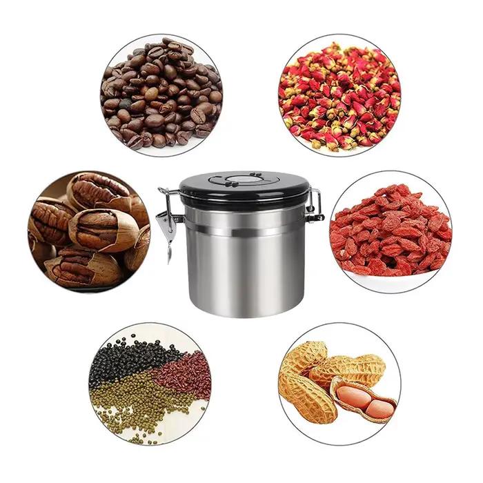 Boîte de rangement pour grains de café en acier inoxydable avec couvercle hermétique pour préserver la fraîcheur et la qualité du café à offrir pour les occasions spéciales