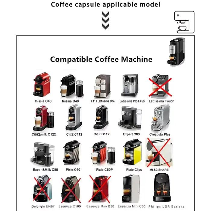 6 capsules de café Nespresso rechargeables et réutilisables avec une cuillère et une brosse