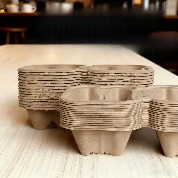 Porte-gobelets double en papier biodégradable et déchirable pour une utilisation multi-usages respectueux de l'environnement pour le café, thé, boissons froides et livraison à emporter occasions spéciales