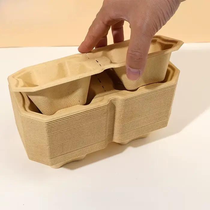 Porte-gobelets double en papier biodégradable et déchirable pour une utilisation multi-usages respectueux de l'environnement pour le café, thé, boissons froides et livraison à emporter occasions spéciales