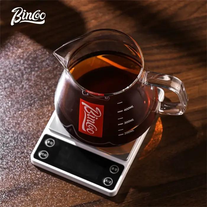 Ensemble de café goutteur Bin Coo en verre et céramique gris clair pour moments de partage et infusion optimale