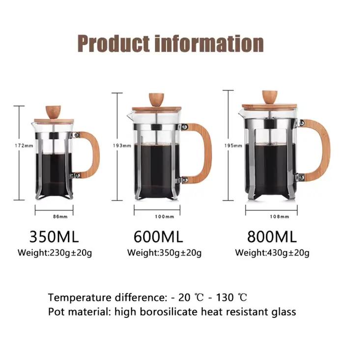 Cafetière à pression française et percolateur manuel de grande capacité