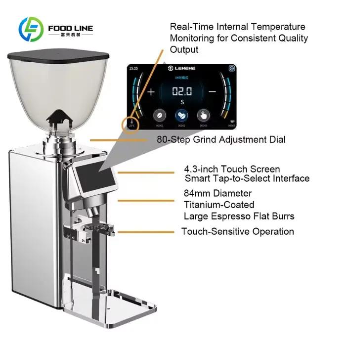 Machine à café et à thé électrique personnalisée de 84 mm avec grand écran tactile de 4