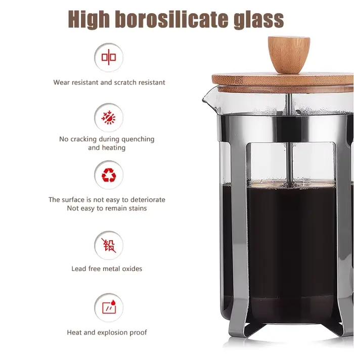 Cafetière à pression française et percolateur manuel de grande capacité