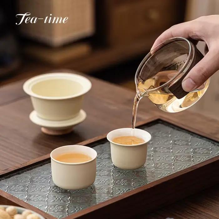 Ensemble de thé de voyage en céramique, set complet pour cérémonies de thé, picnics et randonnées, cadeau idéal pour collectionneurs et amateurs de thé ```
