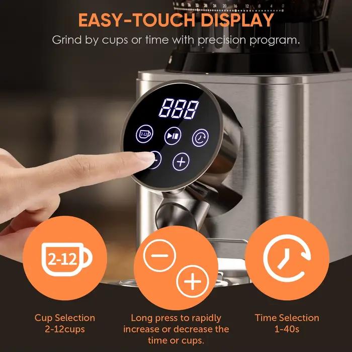Moulin à café électrique BioLoMix 48 réglages pour expresso et café américain matériaux durables pour une utilisation quotidienne et cadeau de luxe ```