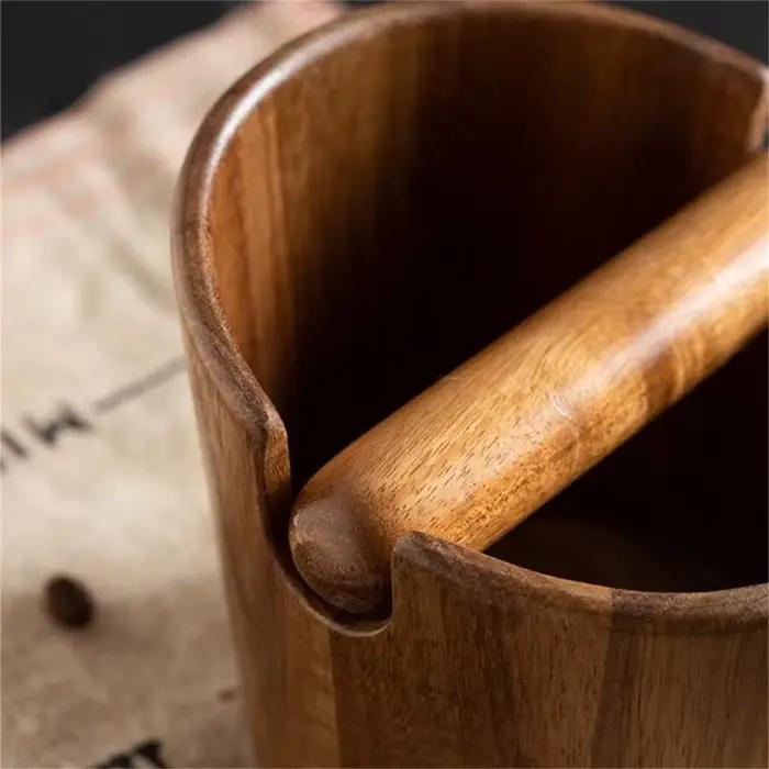 Boîte à marc de café en bois d'acacia