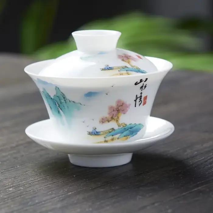 Traditions chinoises Gai Wan service à thé os chine ensembles à thé Dehua Gaiwan thé porcelaine Pot ensemble pour voyage belle et facile bouilloire