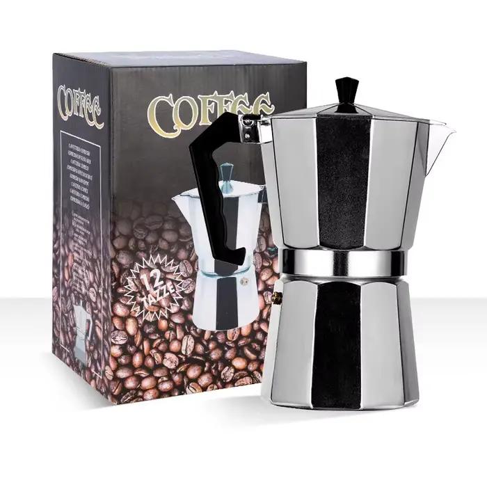 Moka Pot en Aluminium Italien Octogonale Machine à Expresso Taille 50ml 100ml 150ml 300ml 450ml 600ml Pour Amateurs de Café Occasions Familiales