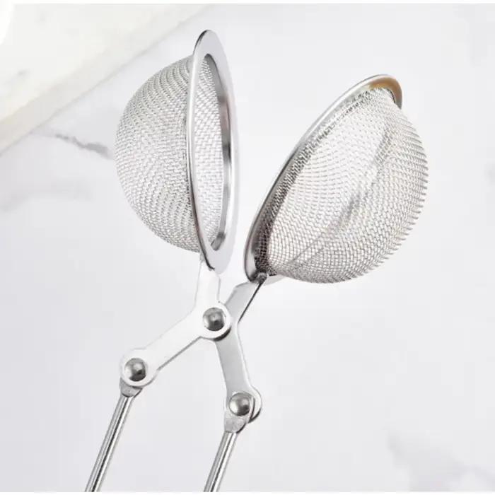 Cuillère en acier inoxydable boule de thé infuseur filtre presser feuilles herbe maille passoire